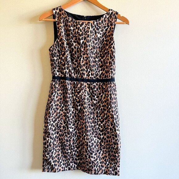 Ann Taylor Loft Leopard Print Sleeveless Night Out Dress Womens Size 0 P